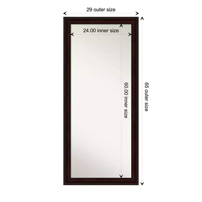29" x 65" Non-Beveled Coffee Bean Brown Full Length Floor Leaner Mirror - Amanti Art