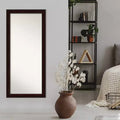 29" x 65" Non-Beveled Coffee Bean Brown Full Length Floor Leaner Mirror - Amanti Art