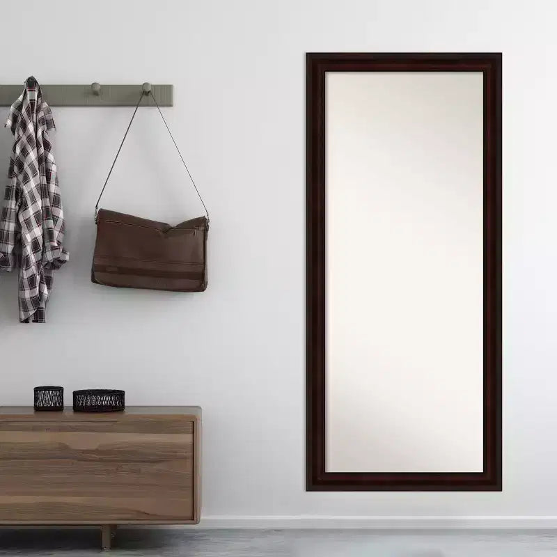 29" x 65" Non-Beveled Coffee Bean Brown Full Length Floor Leaner Mirror - Amanti Art