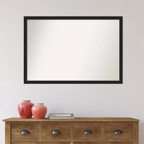 Amanti Art 38"x26" Non-Beveled Grace Narrow Bathroom Wall Mirror Brushed Metallic Black : Rectangle Polystyrene Frame