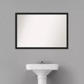 Amanti Art 38"x26" Non-Beveled Grace Narrow Bathroom Wall Mirror Brushed Metallic Black : Rectangle Polystyrene Frame