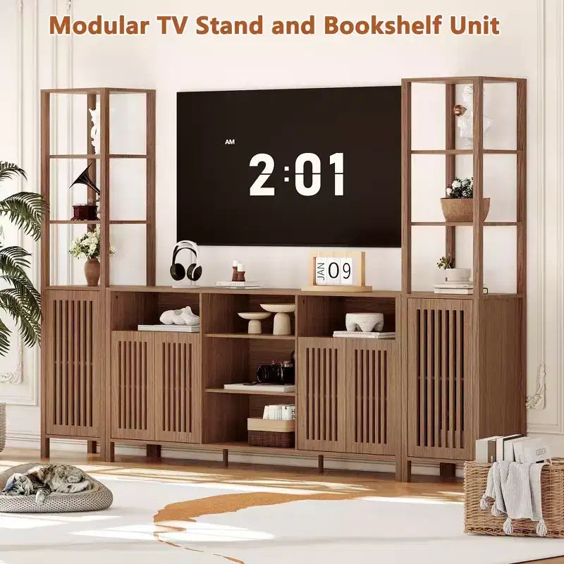 Rustic Farmhouse TV Stand for Up to 70 Inch TVs, Multi-Functional Entertainment Center, Versatile Media Console for Living Room Organization