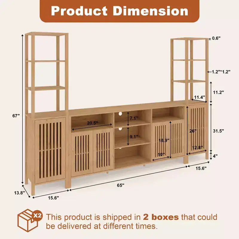 Rustic Farmhouse TV Stand for Up to 70 Inch TVs, Multi-Functional Entertainment Center, Versatile Media Console for Living Room Organization