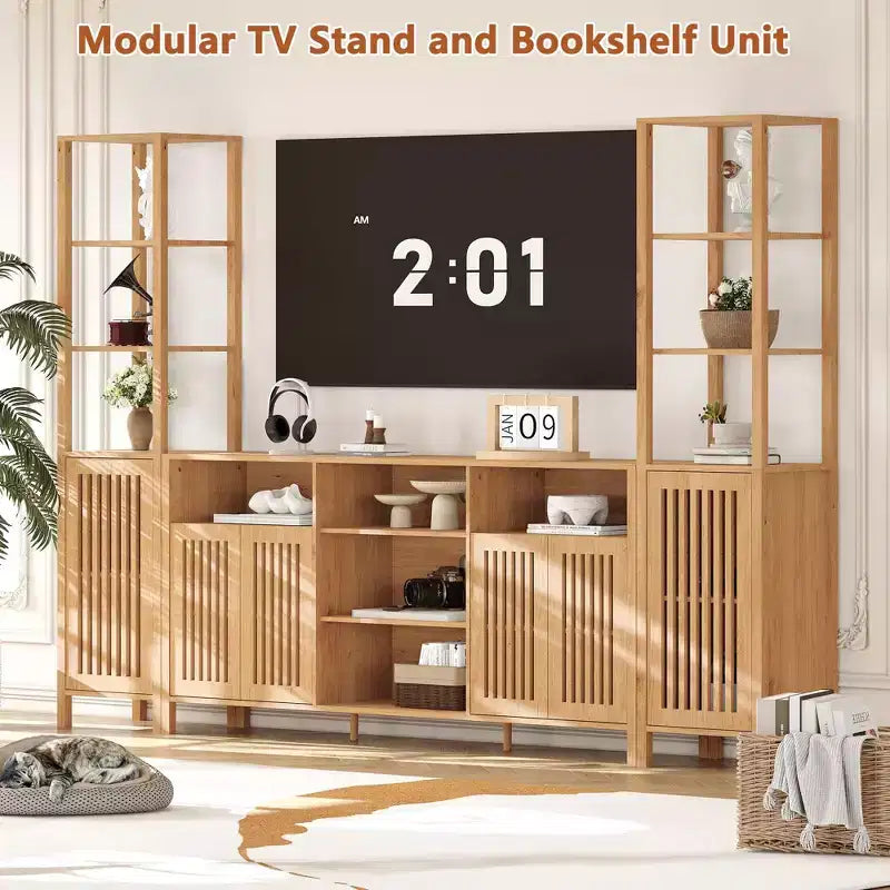 Rustic Farmhouse TV Stand for Up to 70 Inch TVs, Multi-Functional Entertainment Center, Versatile Media Console for Living Room Organization