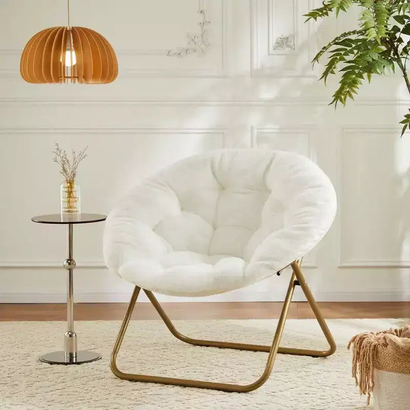 TUYOHW Faux Fur Accent Chair,Folding Lounge Chair with Plush Seat for Bedroom & Living Room,Adult Size, Supports 226 LBS