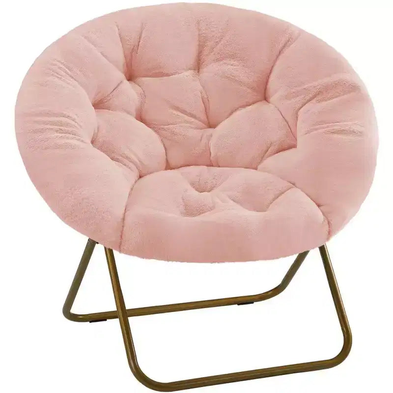 TUYOHW Faux Fur Accent Chair,Folding Lounge Chair with Plush Seat for Bedroom & Living Room,Adult Size, Supports 226 LBS
