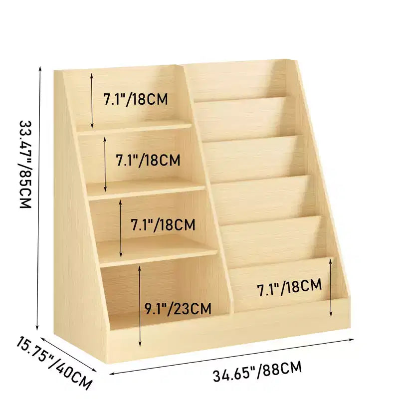 MAYEERTY Kids Bookshelf and Toy Storage Organzier, Multifunctional 4 Tier Wooden Kids Book Shelf with Book Shelf with Bookcase