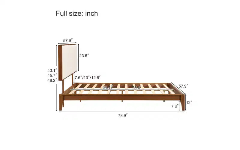 GDFStudio Jones Solid Bamboo Wood Platform Bed with Adjustable Bamboo Frame Headboard