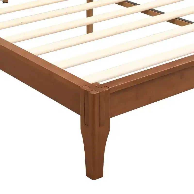 GDFStudio Jones Solid Bamboo Wood Platform Bed with Adjustable Bamboo Frame Headboard