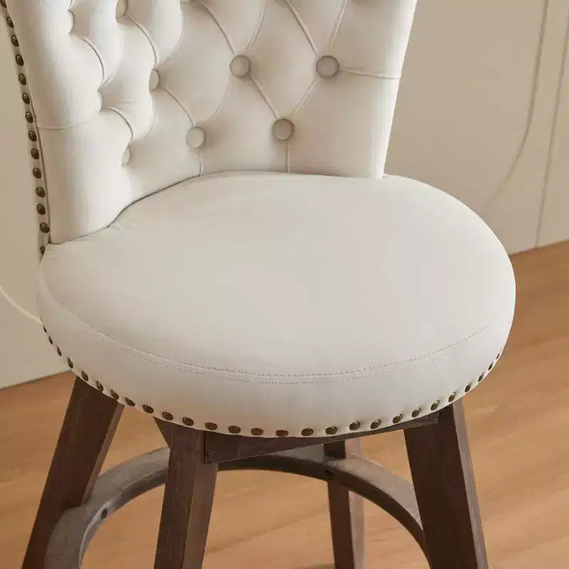 TUYOHW 26Counter Height Bar Stools Set of 2,Swivel Bar Chairs with Tufted Button Backrest,Velvet Kitchen Counter Stools for Home,Bar,Dining Room
