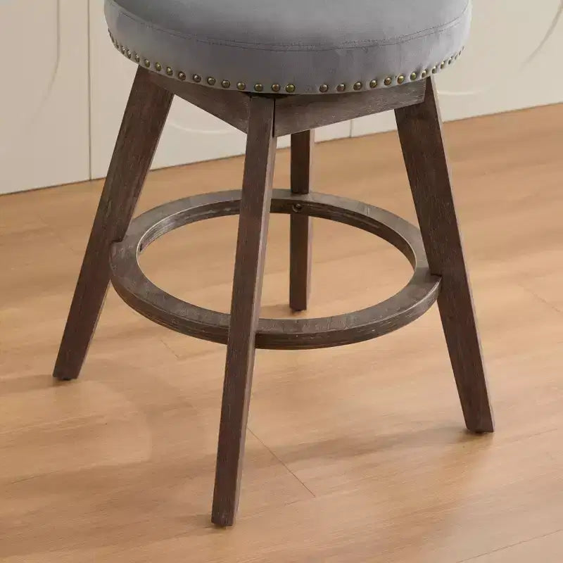 TUYOHW 26Counter Height Bar Stools Set of 2,Swivel Bar Chairs with Tufted Button Backrest,Velvet Kitchen Counter Stools for Home,Bar,Dining Room