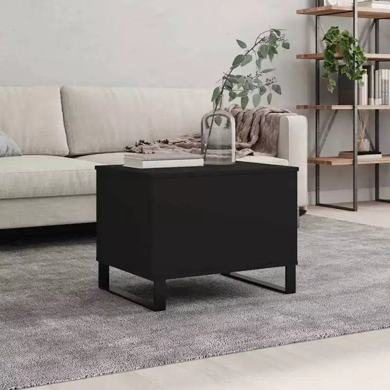 vidaXL Coffee Table Black Engineered wood, metal Medium