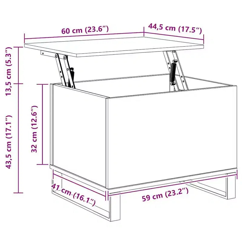 vidaXL Coffee Table Black Engineered wood, metal Medium