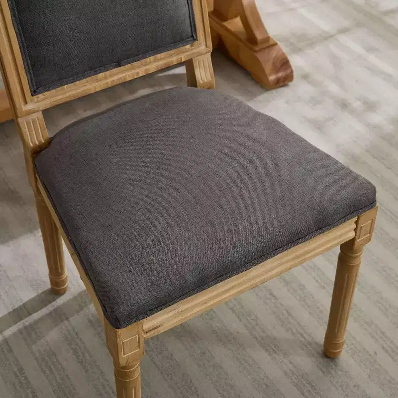 TUYOHW French Decor Dining Chairs,Set of 2,Elegant King Louis Chairs with Rubberwood Legs,Soft Linen Side Chairs,Home Decor,300lbs Capacity