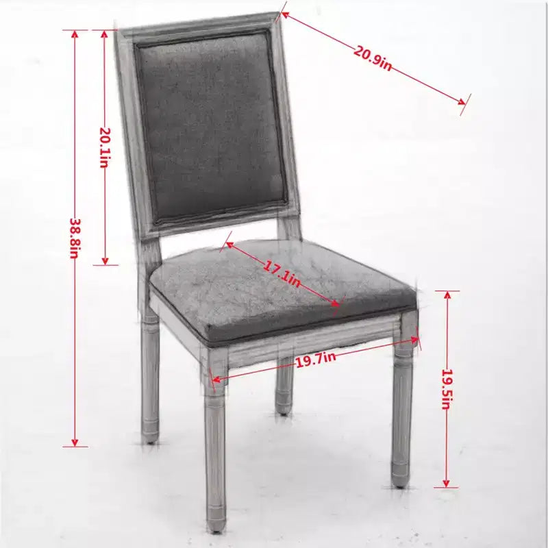 TUYOHW French Decor Dining Chairs,Set of 2,Elegant King Louis Chairs with Rubberwood Legs,Soft Linen Side Chairs,Home Decor,300lbs Capacity