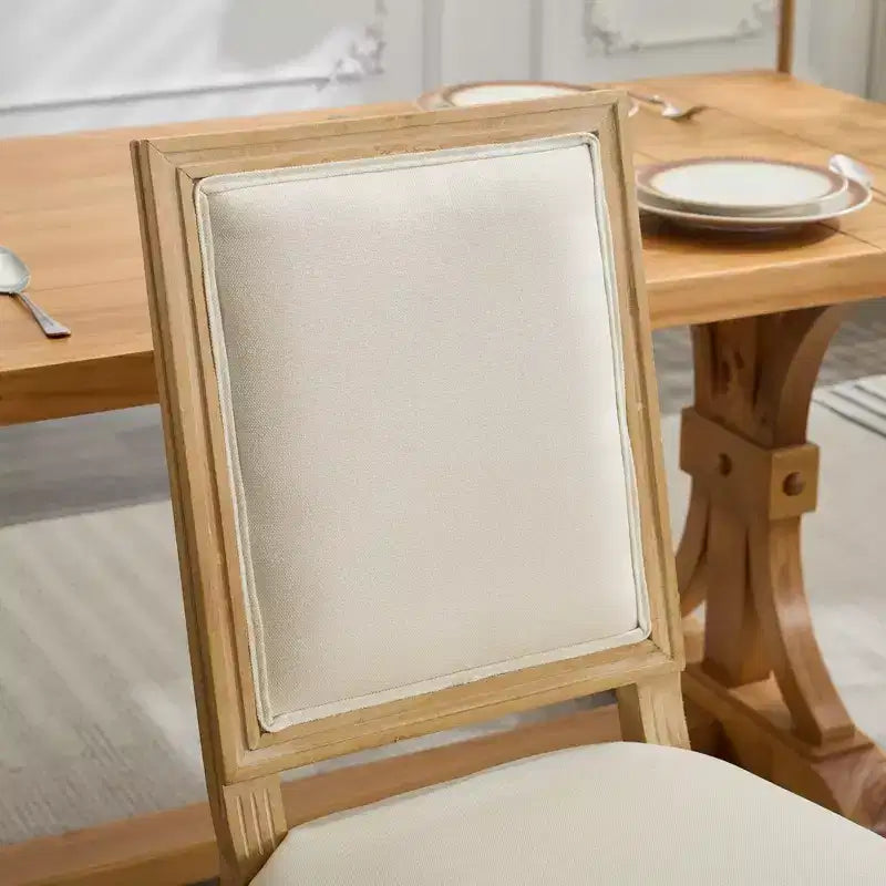 TUYOHW French Decor Dining Chairs,Set of 2,Elegant King Louis Chairs with Rubberwood Legs,Soft Linen Side Chairs,Home Decor,300lbs Capacity