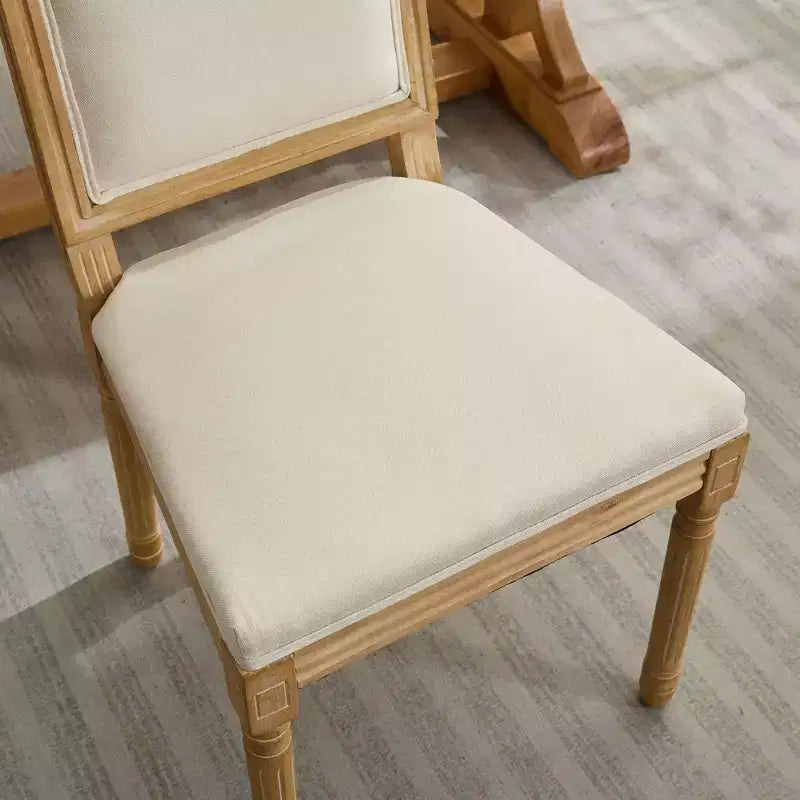 TUYOHW French Decor Dining Chairs,Set of 2,Elegant King Louis Chairs with Rubberwood Legs,Soft Linen Side Chairs,Home Decor,300lbs Capacity