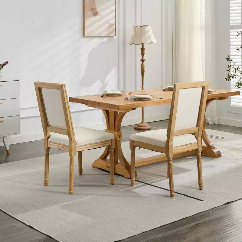 TUYOHW French Decor Dining Chairs,Set of 2,Elegant King Louis Chairs with Rubberwood Legs,Soft Linen Side Chairs,Home Decor,300lbs Capacity