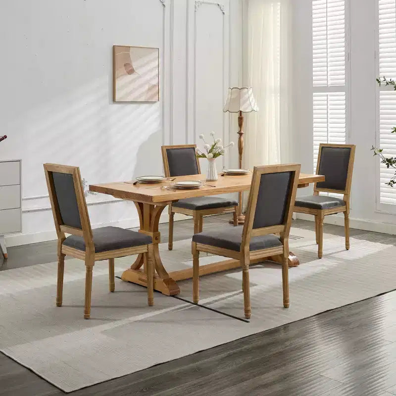 TUYOHW French Decor Dining Chairs,Set of 2,Elegant King Louis Chairs with Rubberwood Legs,Soft Linen Side Chairs,Home Decor,300lbs Capacity