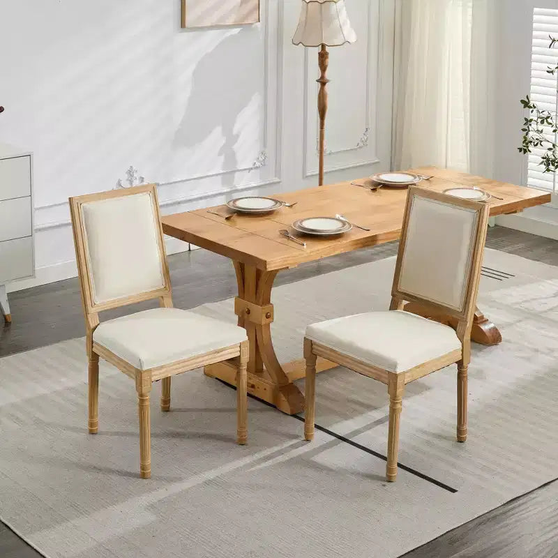 TUYOHW French Decor Dining Chairs,Set of 2,Elegant King Louis Chairs with Rubberwood Legs,Soft Linen Side Chairs,Home Decor,300lbs Capacity