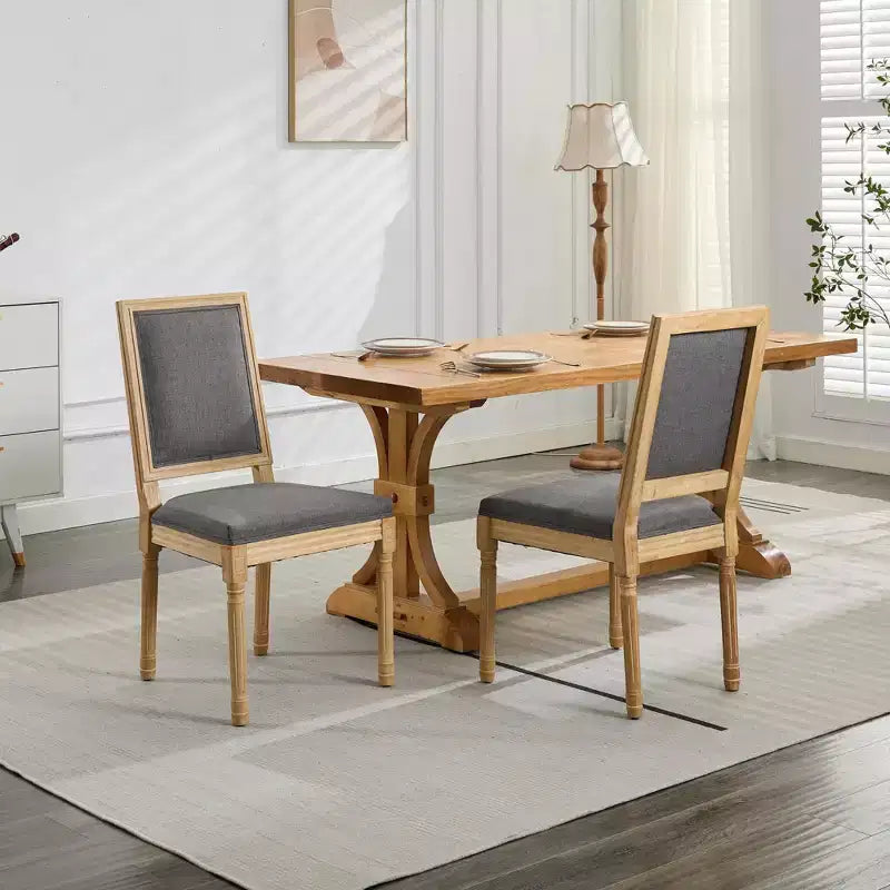 TUYOHW French Decor Dining Chairs,Set of 2,Elegant King Louis Chairs with Rubberwood Legs,Soft Linen Side Chairs,Home Decor,300lbs Capacity