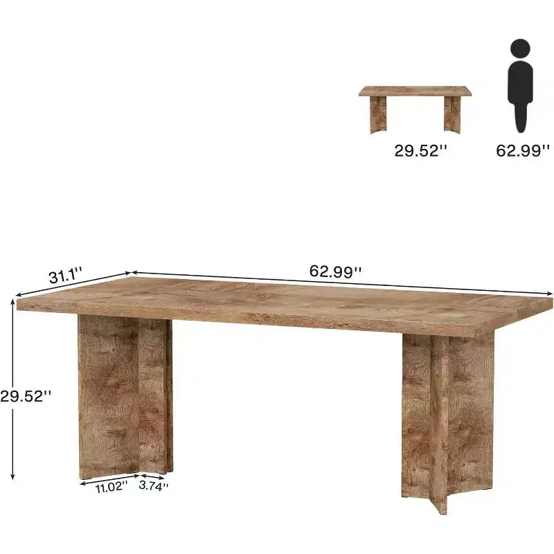 Lantine 63-inch Executive Desk, Home Office Computer Desk with Large Tabletop, Farmhouse Wood Writing Table Workstation for Office Light, Oak Brown