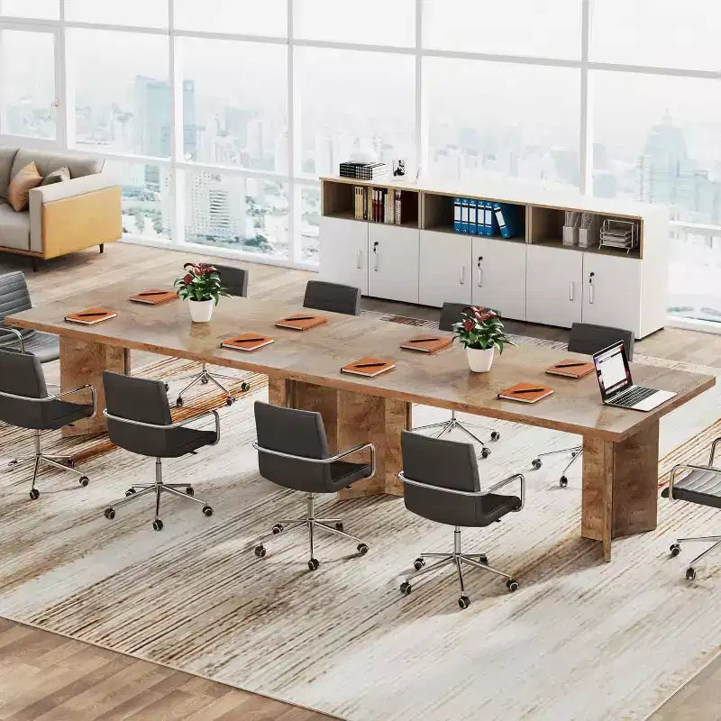 Lantine 63-inch Executive Desk, Home Office Computer Desk with Large Tabletop, Farmhouse Wood Writing Table Workstation for Office Light, Oak Brown