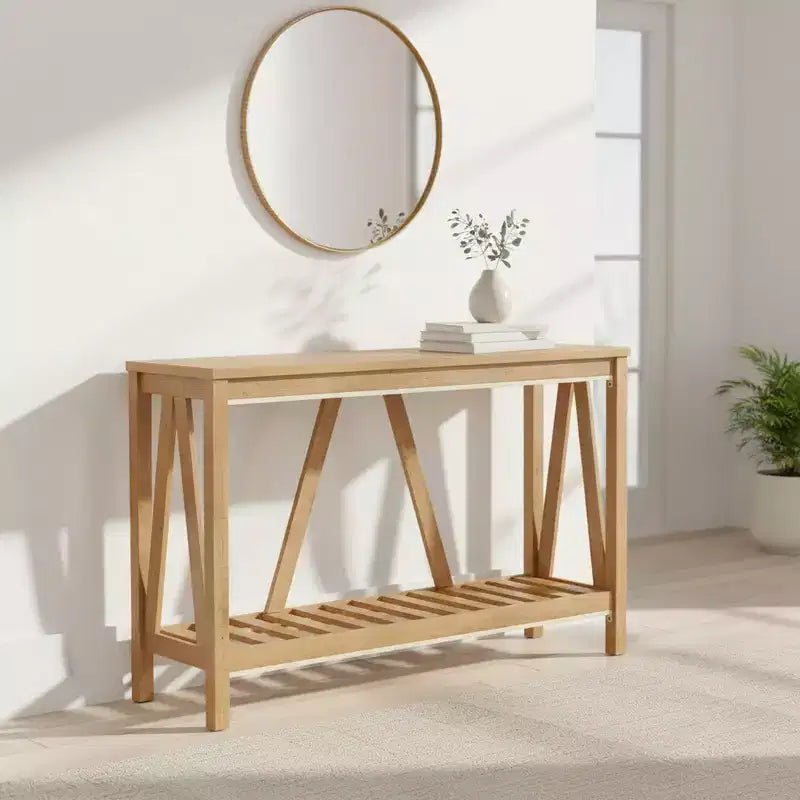Homy Casa Console Table with Open Shelf for Entryway, Living Room or Hallway, Brown