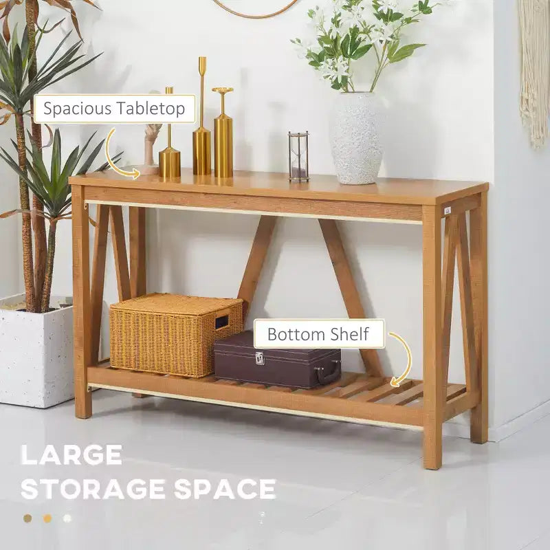 Homy Casa Console Table with Open Shelf for Entryway, Living Room or Hallway, Brown