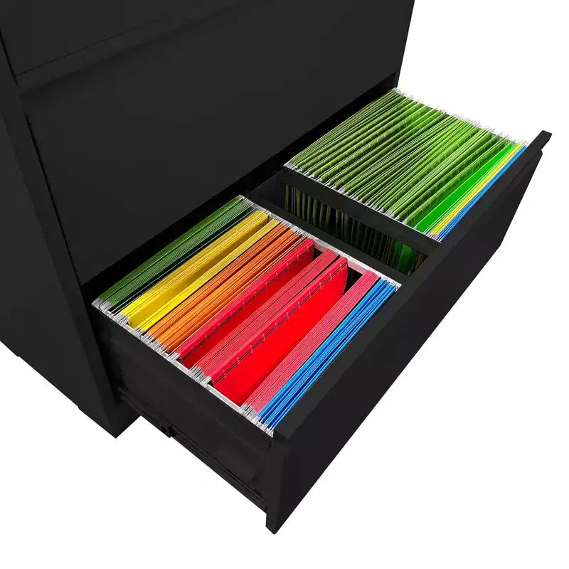 File Cabinet with 4 Drawers, Lock, 2 Keys, 440 Pounds Storage Space Lockable Metal File Cabinet , Files Legal, Letter, A4, F4 Size