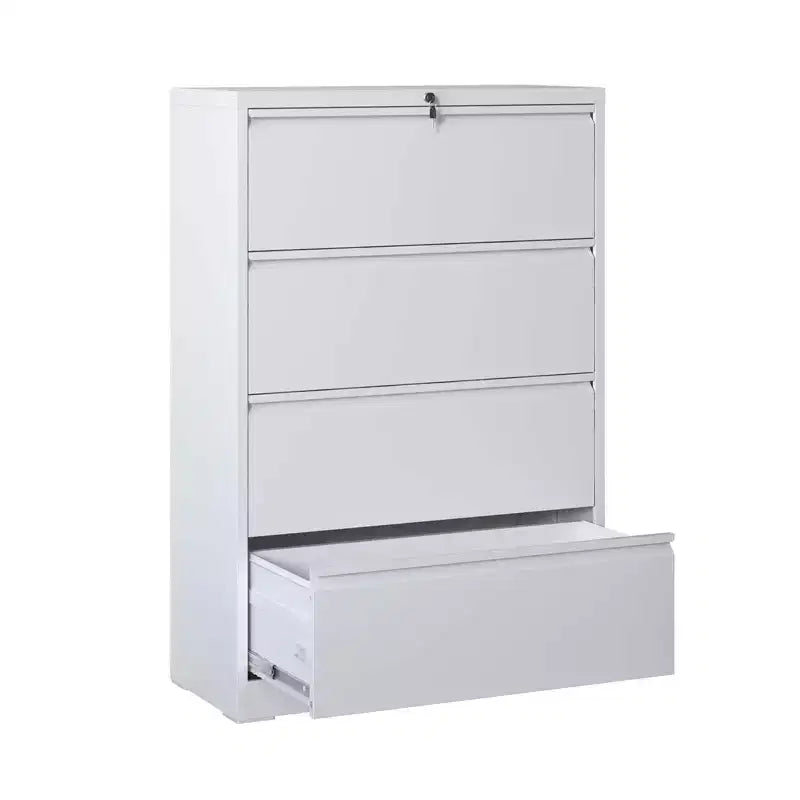 File Cabinet with 4 Drawers, Lock, 2 Keys, 440 Pounds Storage Space Lockable Metal File Cabinet , Files Legal, Letter, A4, F4 Size