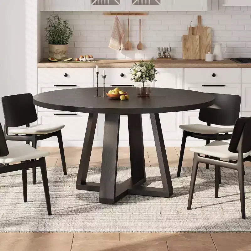 Dining Table for 4-6 People, Kitchen Table, Round Dining Room Table for Kitchen, 47 Inch Round Table for Dining Room