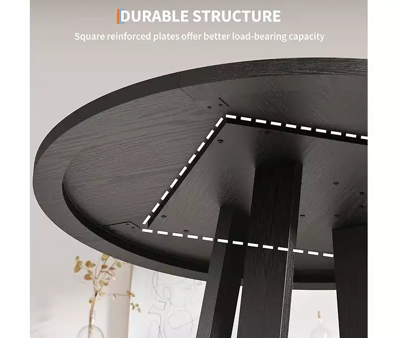 Dining Table for 4-6 People, Kitchen Table, Round Dining Room Table for Kitchen, 47 Inch Round Table for Dining Room
