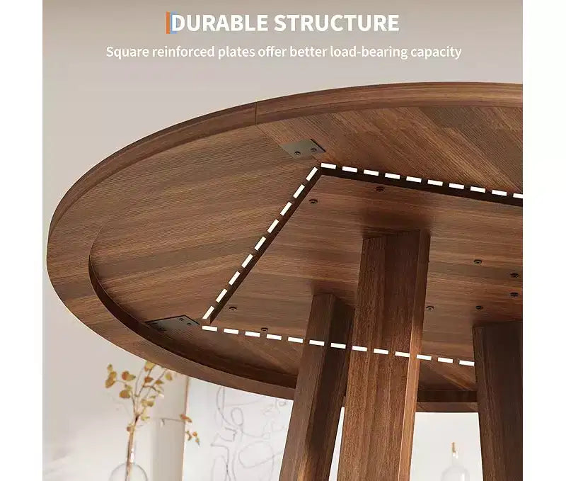 Dining Table for 4-6 People, Kitchen Table, Round Dining Room Table for Kitchen, 47 Inch Round Table for Dining Room