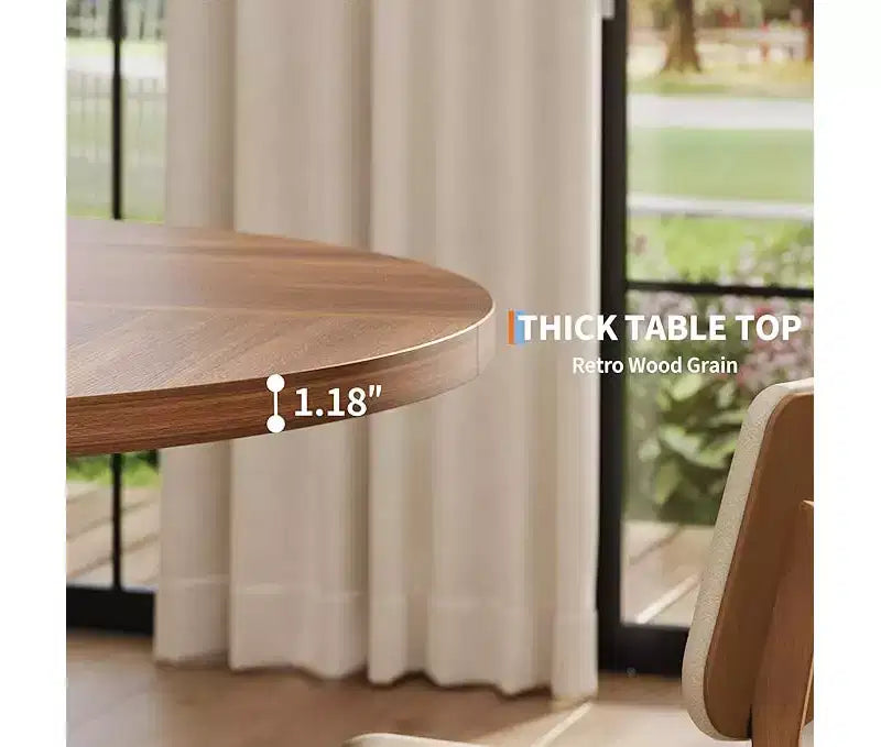 Dining Table for 4-6 People, Kitchen Table, Round Dining Room Table for Kitchen, 47 Inch Round Table for Dining Room