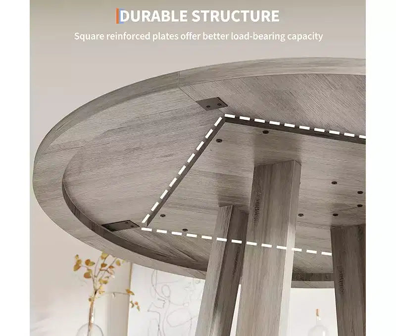 Dining Table for 4-6 People, Kitchen Table, Round Dining Room Table for Kitchen, 47 Inch Round Table for Dining Room