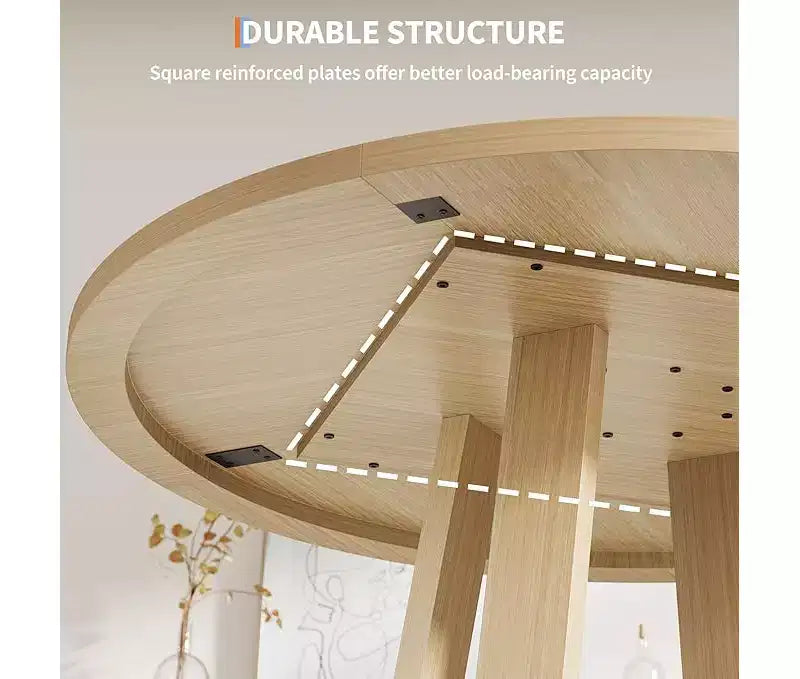 Dining Table for 4-6 People, Kitchen Table, Round Dining Room Table for Kitchen, 47 Inch Round Table for Dining Room
