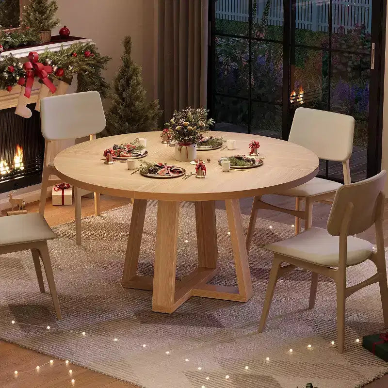 Dining Table for 4-6 People, Kitchen Table, Round Dining Room Table for Kitchen, 47 Inch Round Table for Dining Room