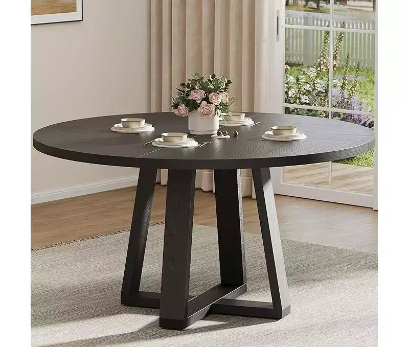 Dining Table for 4-6 People, Kitchen Table, Round Dining Room Table for Kitchen, 47 Inch Round Table for Dining Room