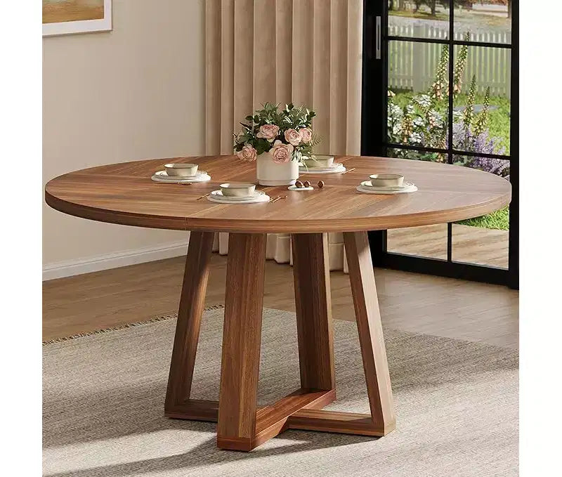 Dining Table for 4-6 People, Kitchen Table, Round Dining Room Table for Kitchen, 47 Inch Round Table for Dining Room
