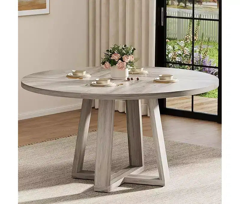 Dining Table for 4-6 People, Kitchen Table, Round Dining Room Table for Kitchen, 47 Inch Round Table for Dining Room