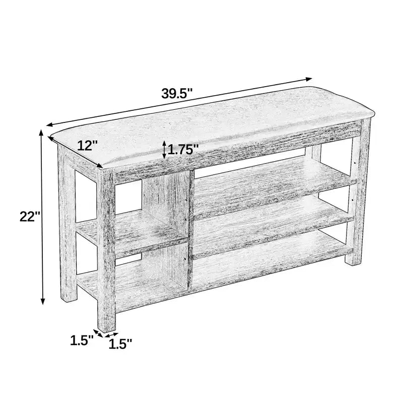 Natural Rubberwood Long Shoe Bench with Concealed Storage Nordic Style Entryway Organizer