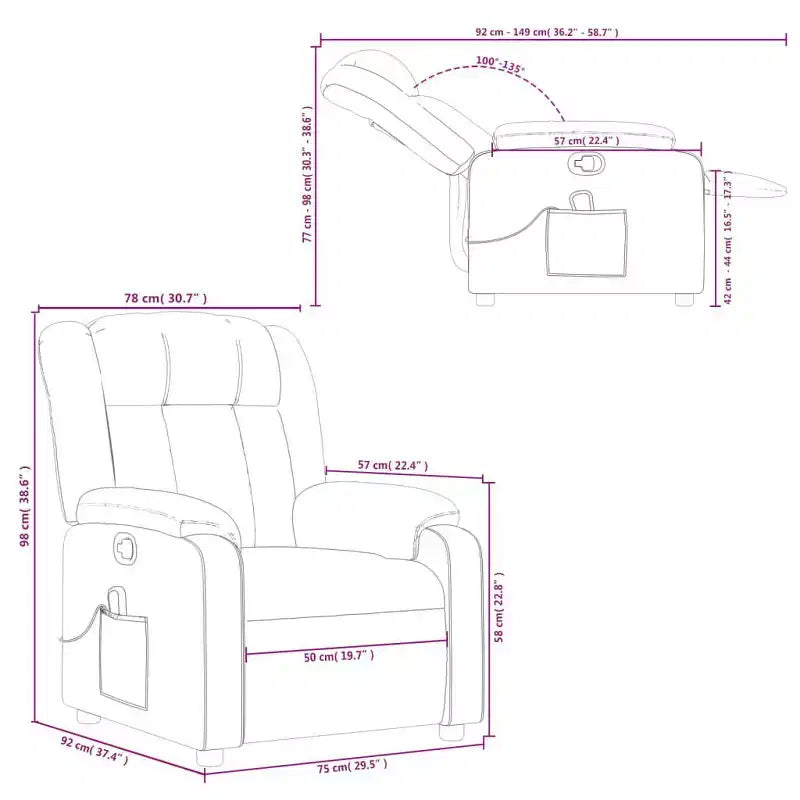 vidaXL Massage Recliner Chair Wingback Furniture Theater Cinema Faux Leather