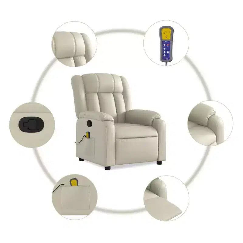 vidaXL Massage Recliner Chair Wingback Furniture Theater Cinema Faux Leather