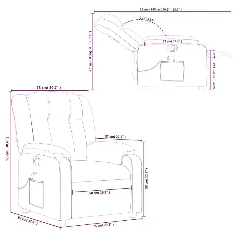 vidaXL Massage Recliner Chair Wingback Furniture Theater Cinema Faux Leather