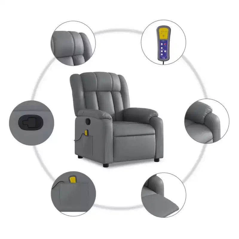 vidaXL Massage Recliner Chair Wingback Furniture Theater Cinema Faux Leather