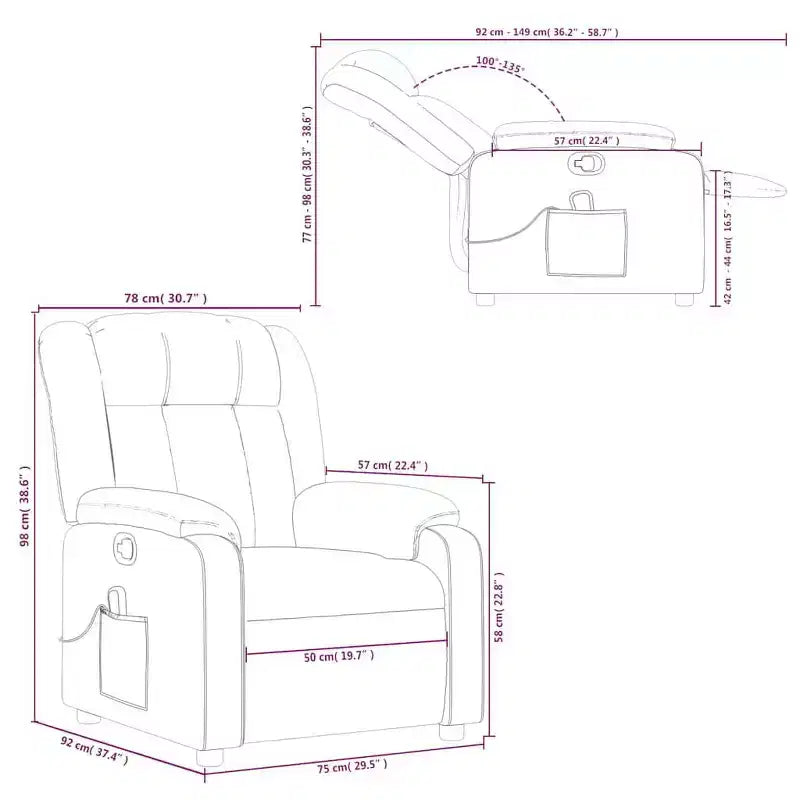 vidaXL Massage Recliner Chair Wingback Furniture Theater Cinema Faux Leather