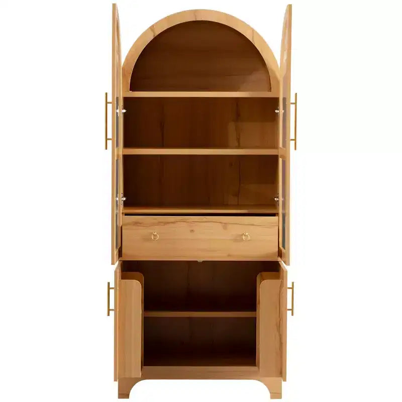 71.2 Tall Arched Kitchen Pantry Cabinet with Adjustable Shelves, Drawer & Door Racks, Farmhouse Storage Cabinet for Dining Room - Panipeachy