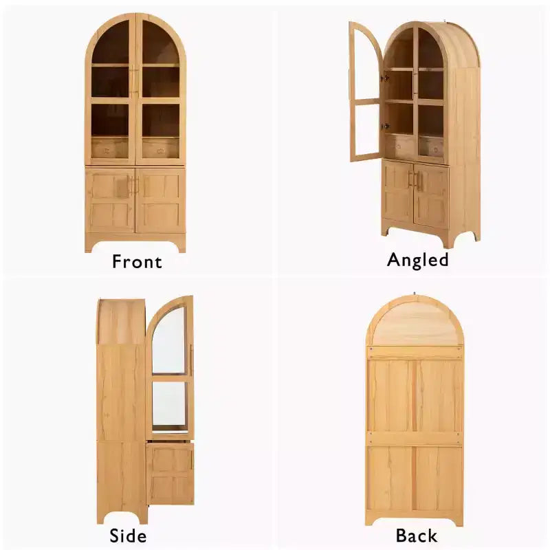 71.2 Tall Arched Kitchen Pantry Cabinet with Adjustable Shelves, Drawer & Door Racks, Farmhouse Storage Cabinet for Dining Room - Panipeachy