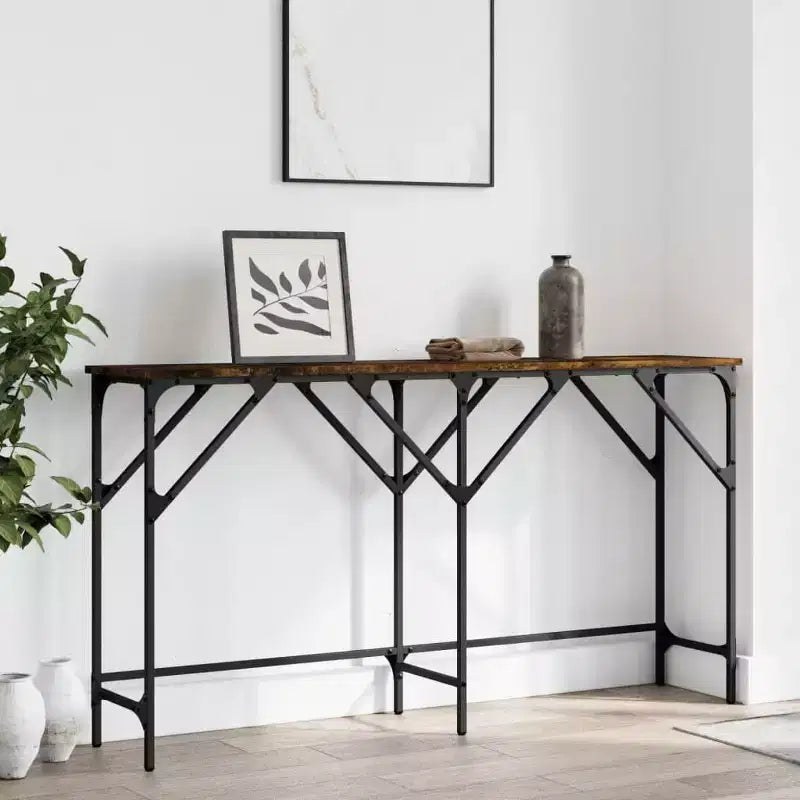 vidaXL Console Table Black Engineered wood 55.1 x 11.4 x 29.5 in